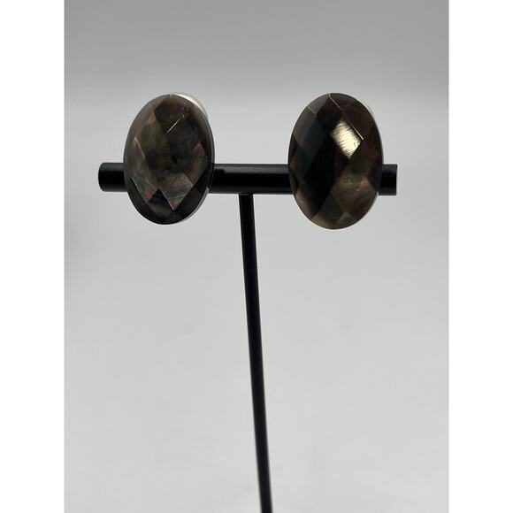 Margo Morrison Sterling Silver Abalone Mother of Pearl Doublet Stud Clip Earring - Picture 3 of 8